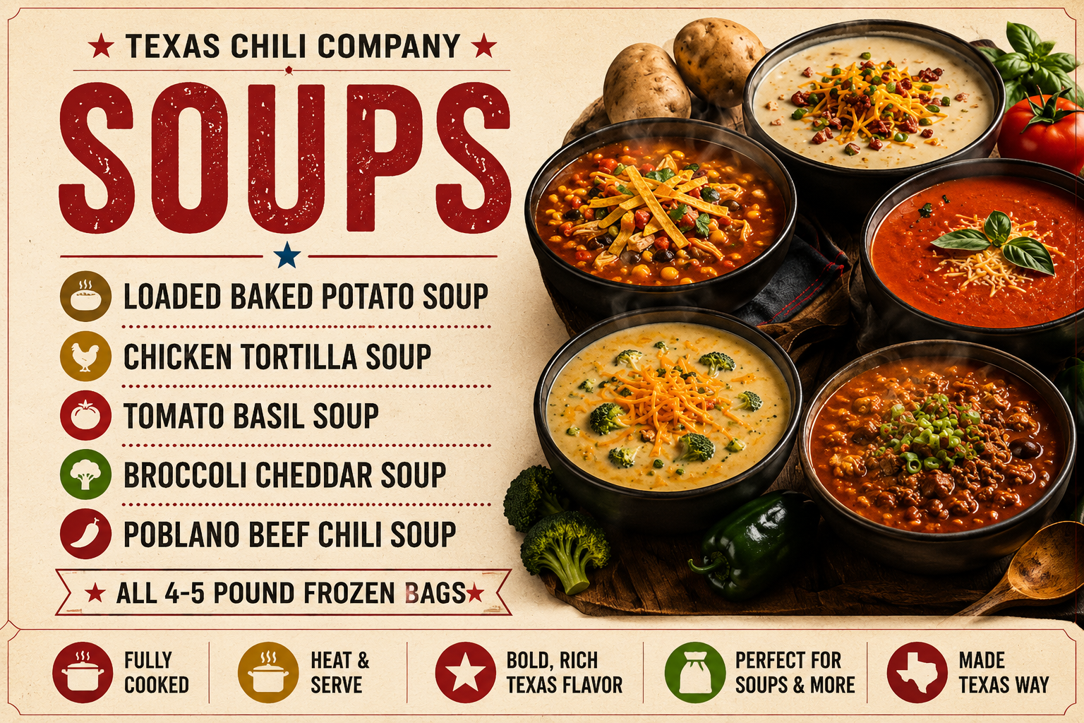 Texas Chili Company soups lineup