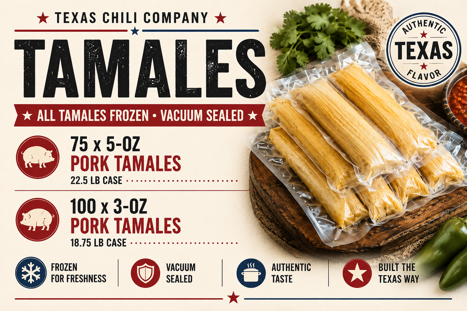 Texas Chili Company tamales product lineup